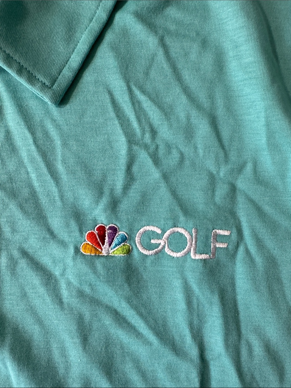 Linksoul mens 2XL XXL light blue NBC golf Tempus Fugit luxury cotton polo shirt - Picture 3 of 5